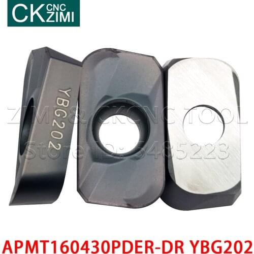 10PCS APMT160430PDER-DR YBG202 carbide insert CNC lathe milling inserts APMT milling cutters tools for Steel and stainless steel