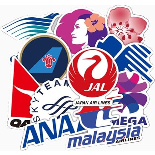 10/30/50PCS Airline LOGO Trolley Suitcase Cartoon Graffiti Tide Brand Travel Car Skateboard Guitar Luggage Sticker Wholesale