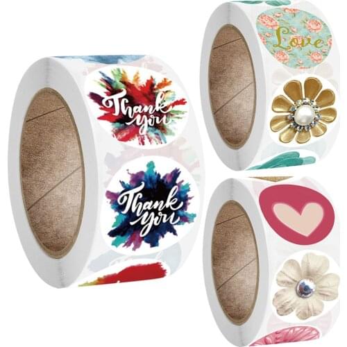 15Types Watercolour Thank You Stickers Love Heart Rose Flower Wedding Party Seals Labels for Showering Favors Gift Envelopes Dec