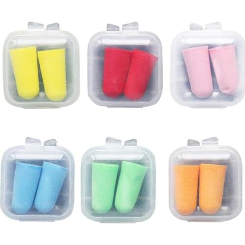 2Pcs/Pair Soft Foam Ear Plugs Tapered Travel Sleep Noise Cancelling Hearing Protection Sponge Candy Color Earbuds With Box
