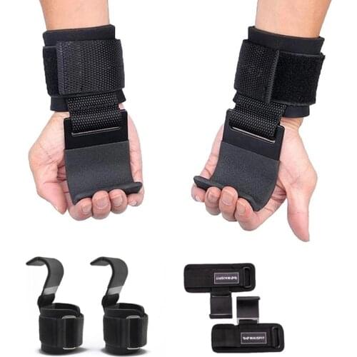 2pcs Weight Lifting Hooks Weightlifting Wrist Straps Pull-Ups Power Lifting Gloves for Weight Training with Padded Workout Hook