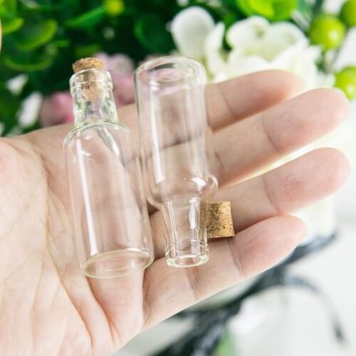 24Pcs 12ml Process Small Transparent Glass Container with Corks Creative Handicraft Sub Vial Delicate Drift Sand Bottle