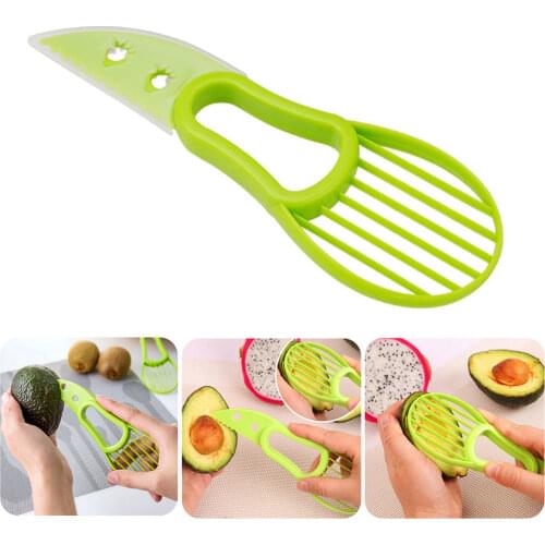 3in-1 Avocado Slicer Shea Corer Butter Peeler Fruit Cutter Pulp Separator Plastic Knife Kitchen Vegetable Tools