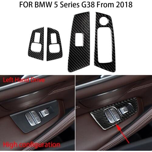 Carbon fiber car interior window button frame decoration, Suitable For BMW 5 series G38 stickers 4 pieces per set