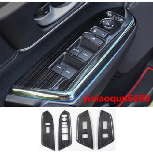 Fit For Honda CRV CR-V 2017-2018 Black titanium Inner Window Switch Panel Cover Trim 4pcs