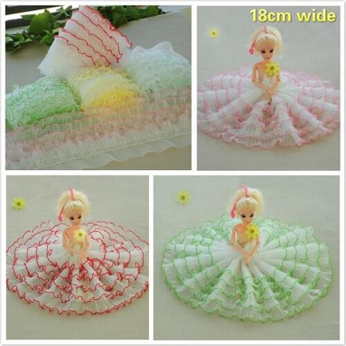 5 Layer Pleated Lotus Leaf Tulle Color Side Lace Fabric DIY Ladies' Childrens Clothing Fluffy Skirt Cuffs Dress Material Supply