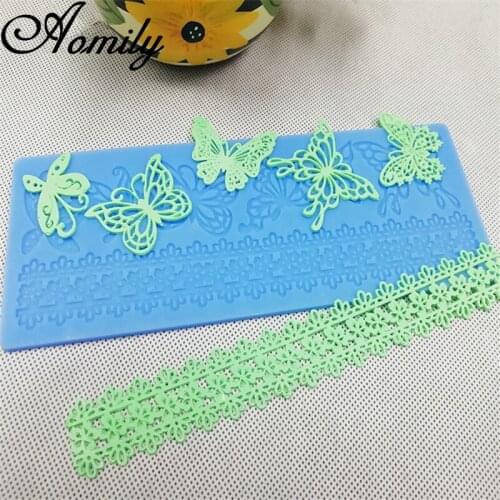 Aomily Butterflies Lace Silicone Mat Pad Lace Cake Fondant Mold Butterfly Mousse Cake Kitchen DIY Baking Decorating Bakeware