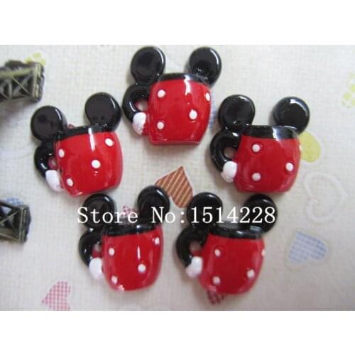 Free shipping!Resin cute Mickey cup .Resin Flatback Cabochon for phone decoration ,DIY22*22mm