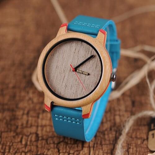 BOBO BIRD P27 Unisex Bamboo Wood Watches Quartz Leather Men Watch Minimalist ErkekKol Saati OEM and Drop Shipping