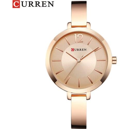 CURREN Top Luxury Brand Women Quartz Watch Ladies Rose Gold Wristwatches Dress Clock For Girl Relogio Feminino