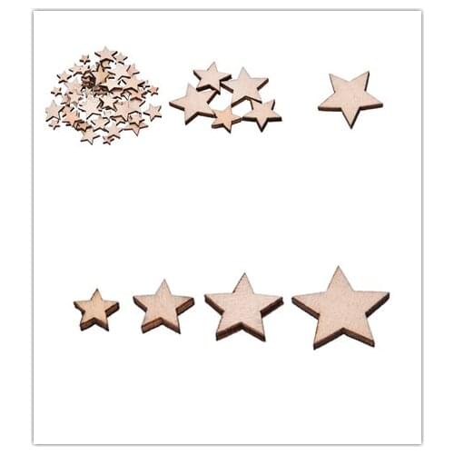 100Pcs Romatic Style Wood Star Chipboard Fashion Wooden Home Decorations DIY Christmas Party Scrapbooking High Quality