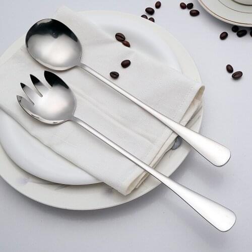 11 Inch Stainless Steel Salad Servers European Style Long Salad Spoon Fork Salad Serving Set Kitchen Pasta Tools