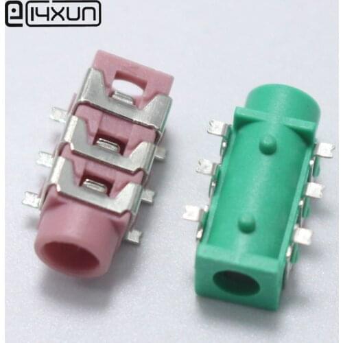 EClyxun 10PCS SMD 3.5 mm Stereo jack Audio Connector PJ-313D SMT 6Pin Female Headphone Jack Interface Pink Green Black