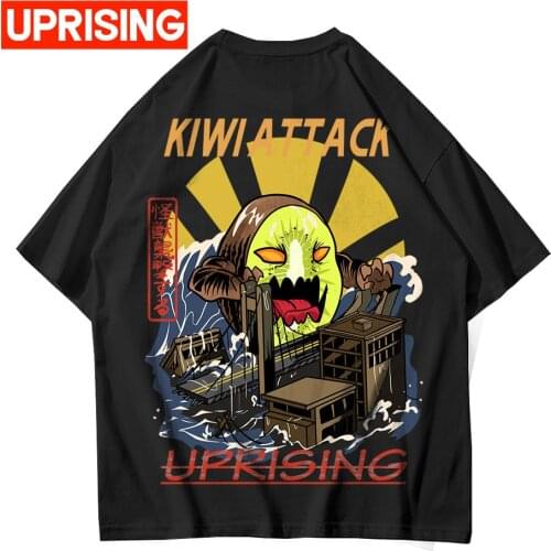 Kiwi print T-shirt short-sleeved mens punk hip-hop street original large size personality locomotive big print