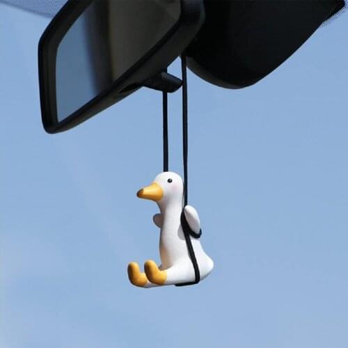 Gypsum Cute Anime Car Accessorie Swing Duck Pendant Auto Rearview Mirror Ornaments Birthday Gift Auto Decoraction Car Fragrance