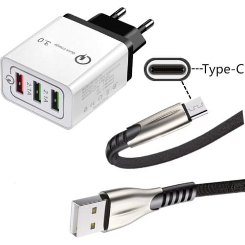 Cowboy nylon 3A USB Charge Cable QC 3.0 Fast Charger Type C Wire For Samsung Galaxy A32 A52 A72 S10 Leagoo S9 LG Velvet Honor 9X