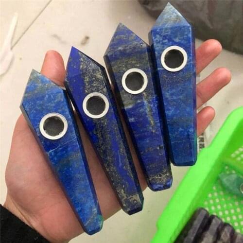 Lapis Lazuli Crystal Smoking Pipe Carved Stones Healing Reiki Home Decoration Gemstones