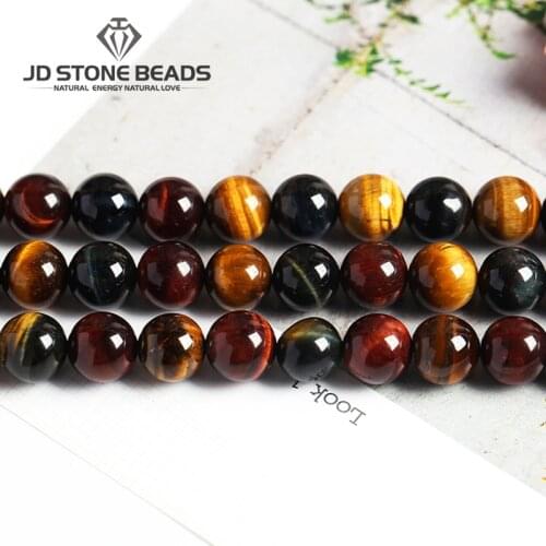 Hot Selling Natural Tricolor Tiger Eyes Loose Gemstone Stone Round Beads For DIY Handmade Jewelry Making Acessorry