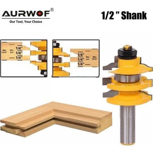 LAVIE 12mm 1pc 1/2" Shank Rail & Stile Ogee Router Bit Stacked Cutting Tenon Milling Cutter for Wood Tools Woodworking MC03108