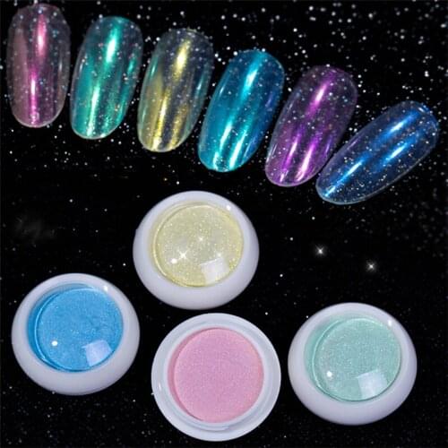 Solid Laser Powder Nail Magic Mirror Effect Powder Mermaid Magic Aurora Thunder Powder Nail Polish Glue Rainbow Powder