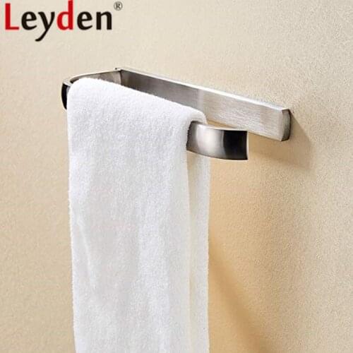 Leyden Wall Mounted Solid Brass Brushed Towel Ring Holder Silver Towel Bar Lavatory Towel Rack Bathroom Accessories