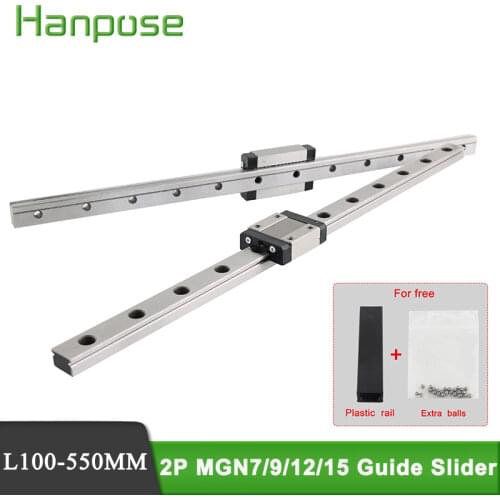 2PC MGN7 MGN12 MGN15 Linear Rail Guide with 2PC MGN7C MGN12C MGN12H MGN Slider For 3D Printer Monitor Equipment