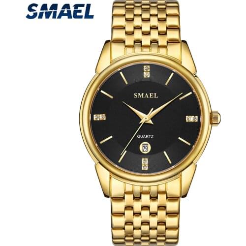 Men Fashion Casual Quartz Wristwatches SMAEL Big Men Clock Genuine Digital Sport Casual Sliver Gold 9026 Men Watches Waterproof