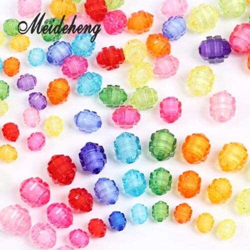 Three Size Cheap Land Mine Shape Acrylic Polygonal Barrel Bead With Internal Bead Colorful Kid DIY Handmade Jewelry Accessories