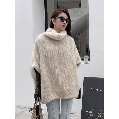 New winter women fashion knitted mink fur vest coat female