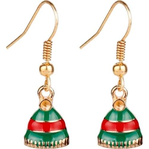 Dongsheng New Christmas Color Christmas Bell Earring for Girl Kid Bell Santa Claus Ear Earring Festive Christmas Jewelry Gift