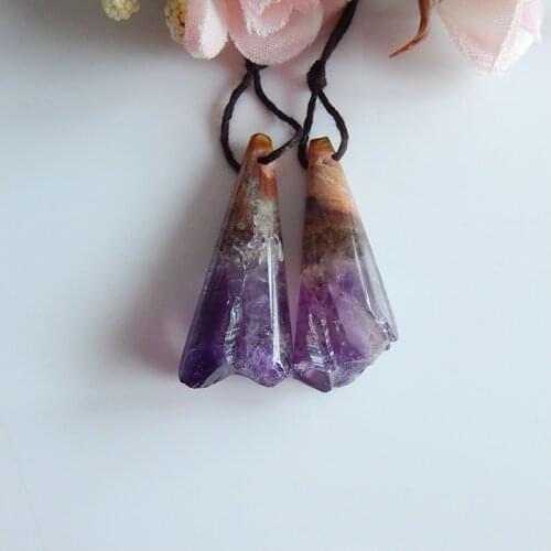 Wholesale gemstone,Drusy nugget Amethyst fashion women Earrings Beads,Jewelry accessories, 33x12x10mm,9.2g