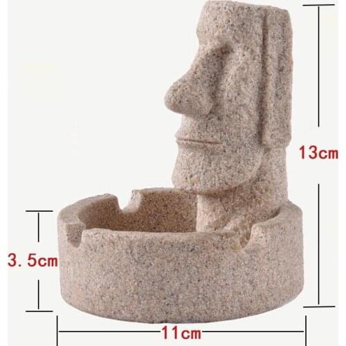 Ashtray Home Decoration Stone Statue Handicraft Gift Easter Moai Stone Sandstone Ashtray Creative Ashtray Egyptian Decor