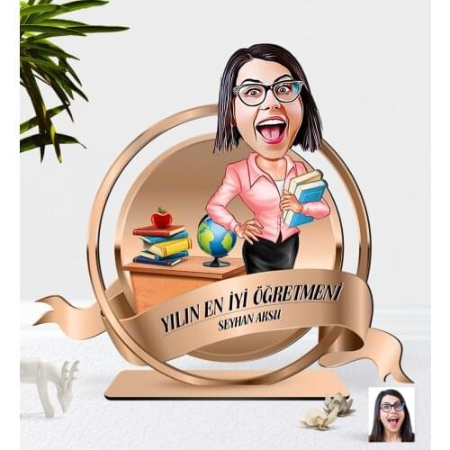 Personalized The Year 'S Best Female Öğretmeni Caricature OF 3D Wooden Trinket Plaket-7 Reliable Quality Cost-Effective Home decoration