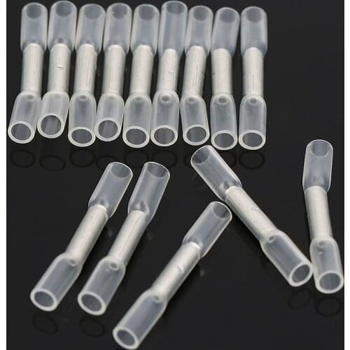 PJ-121W-Z 100PCS 26-24 AWG Insulated Heat Shrink Butt Connectors Waterproof Wire Electrical Crimp Terminals Connect Tube for Car