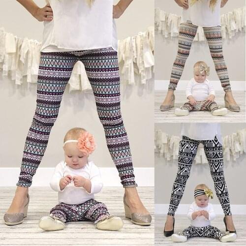 Matching Mother Daughter Clothes Fashion Leggings Floral Elastic Pants Baby Girls Women Christmas Family Matching Outfits 2019