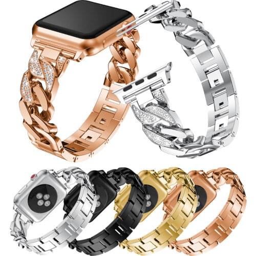 Women Bracelet for Apple Watch Band Series 6 5 se 4 3 2 1 luxurious Diamond Chains Strap Metal 38 42 40 44 mm for iwatch Loop