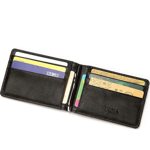 RFID Mens Leather Slim Bifold Money Clip Wallet Front Pocket Credit Card Holder