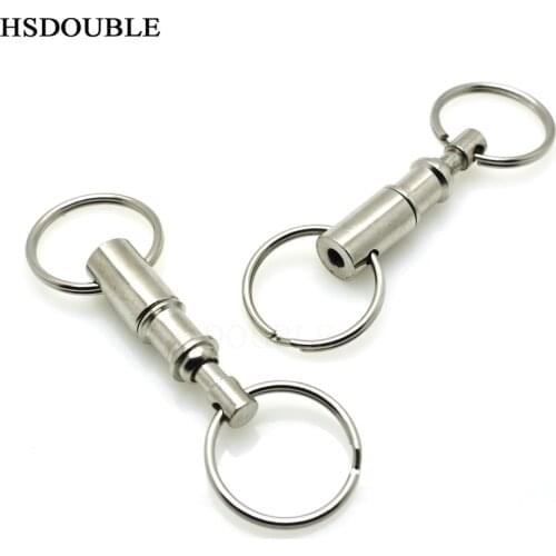Removable Keyring Quick Release Keychain Dual Detachable Key Ring Snap Lock Holder Steel Pull-Apart Key Rings