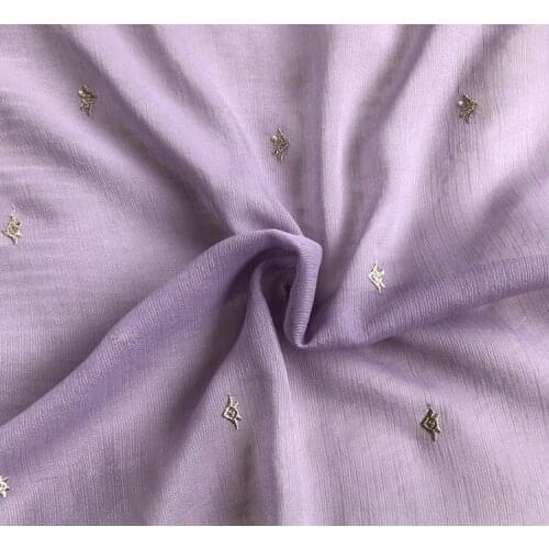 Wide 59" Translucent Lavender Crepe De Chine Embroidered Fabric Cos Clothing Dress Spring Summer Fabric 100% Polyester Material
