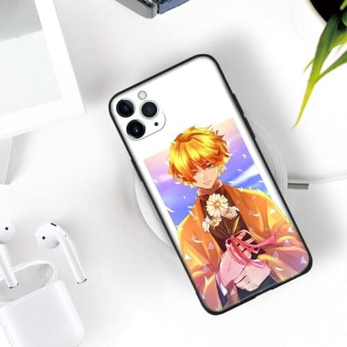 Zenitsu Demon Slayer Anime Kny For IPhone Se 6 6s 7 8 Plus X XR XS 11 12 Mini Pro Max Glass TPU Silicone Phone Case Cover Shell