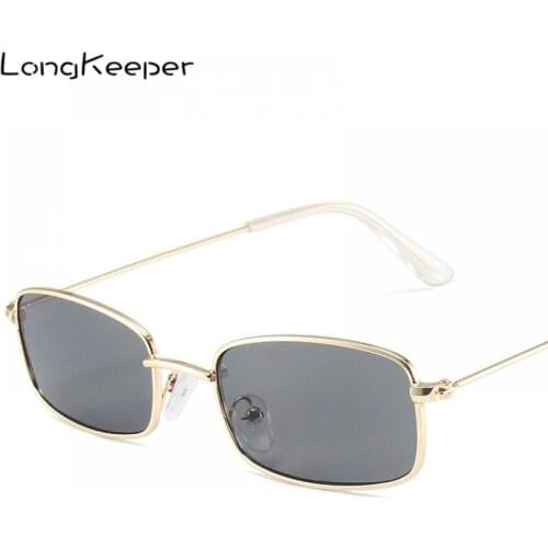 2021 New Small Rectangle Sunglasses Women Men Brand Designer Metal Frame Clear Lens Sun Glasses Ladies Fashion Eyewear UV400