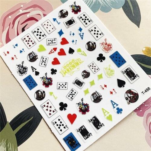 T-488 T-485 J Q K Playing Cards-Heart of Hearts 3D Back glue Nail decal Nail sticker Nail decoration Nail art