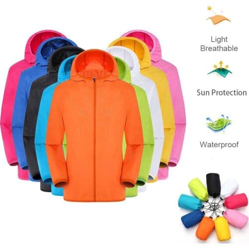Foldable Quick Drying Outdoor Camping Windbreaker Waterproof Women Mens Hooded Sports Jacket Sunscreen UltraThin Jogging Jacket