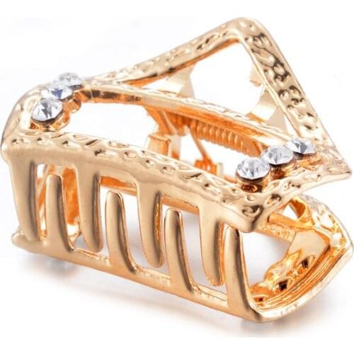 WWLB For Girl Banquet Daily Life Evening Party Wedding Bijoux Geometric Gold Hair Clip For Women Crystal Hair Clip Accessories