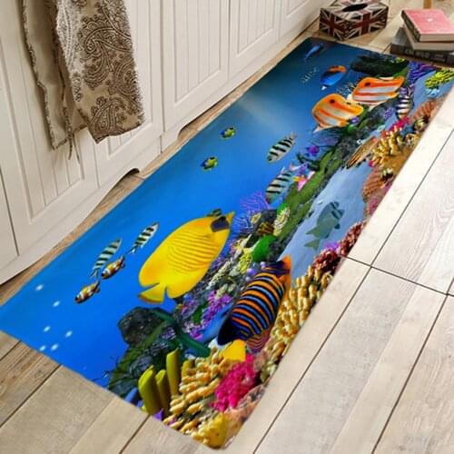 Carpet Doormat Funny Kitchen Entrance Door Mat Anti-slip Floor Rug Bathroom Area Hallway 50x80cm Ocean Deaign Printing Design