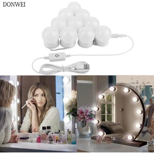 Brightness Adjustable Makeup Mirror Vanity LED Light Bulbs Kit USB Charging Cosmetic Lighted Bulb Makeup Cosmetic Mirror light