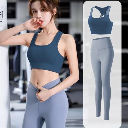 Women Seamless Fitness Sportswear Gym Clothing Yoga Set Running Shockproof Bras High Waist Leggings 2 Pieces Workout Suits