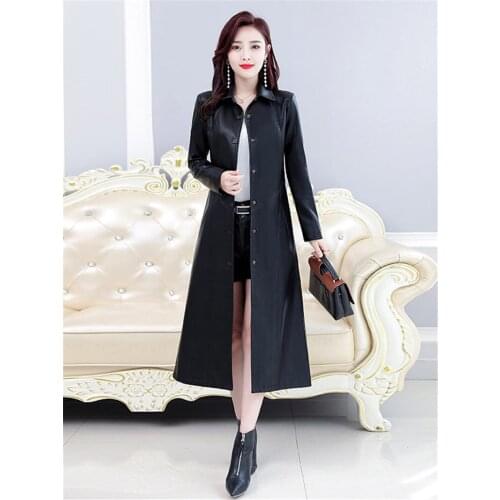 Plus Size Leather Jacket Womens Long Section Autumn 2020 New Korean Slim Sheep Skin Windbreaker Temperament Tendy Coat f2203