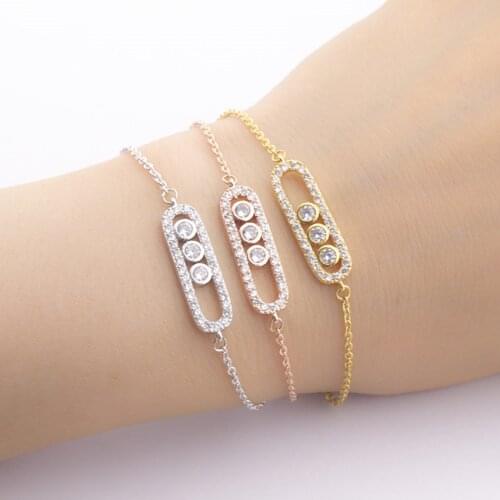 Zirconia Stylish Crystal Beads Boho Bracelet & Bangles For Women stainless steel Bracelet Charm rose Gold best Gifts 2020