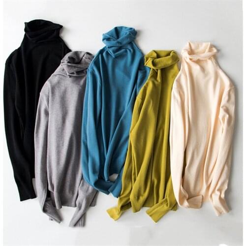 Women Turtleneck Sweater Autumn Winter Slim Stretch knitted Pullover Female Casual Solid Top Shirt